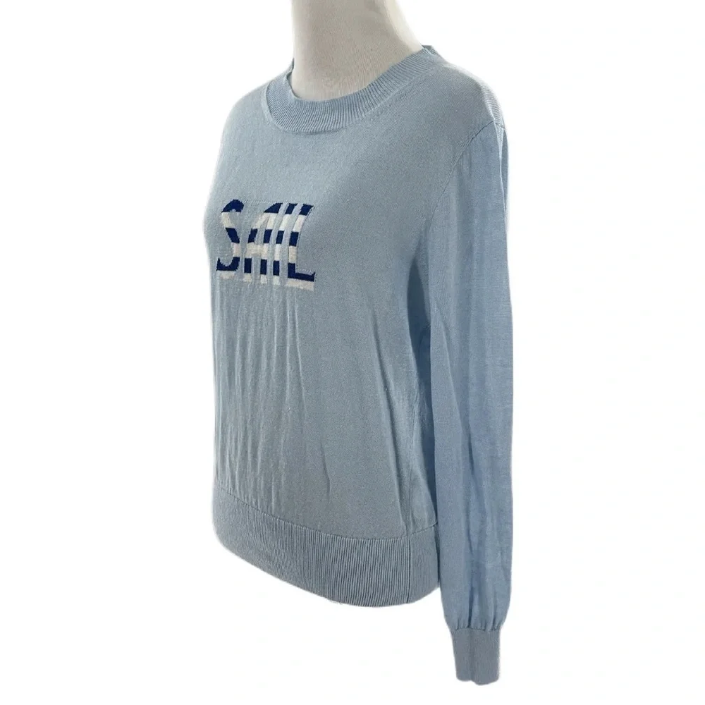 J crew womens sail sweater size S 66% linen blue nautical preppy coastal - Picture 4 of 10